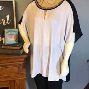 Lane Bryant black white sheer top 26/28